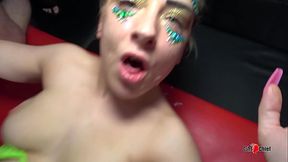 Dumb naive girl humiliated and used in creampie gangbang