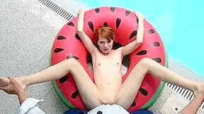 Redhead Teen 18+ With No Tits Gets Fucked By The Pool