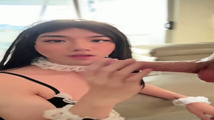 Milking his big dick dry and draining