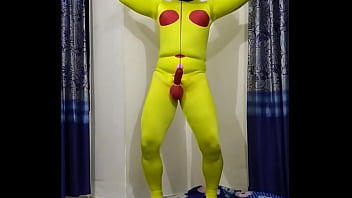 Zentai bee string penis rope slave