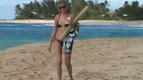 Filmed my blonde babe on the beach topless and naked
