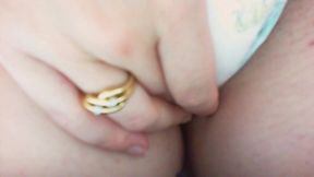 dirty swollen diaper while i cook