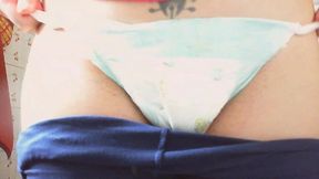 dirty swollen diaper while i cook