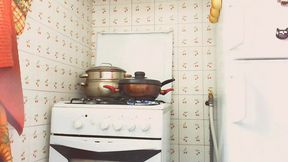 dirty swollen diaper while i cook