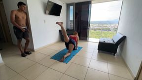 He helped my sexy Latina stepsister with his yoga exercises, touched her too much and we ended up fucking hard for her tight and rich ass.