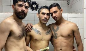 Young Latino Boy Threesome With Guys In Gym Shower For Cash