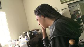 Brunette slut sitting on her friend's face and let her to lick it