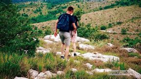 French twinks go on exhibitionist hiking fuck trip