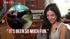 ”Ersties - Magena Plays With Her Unshaved Cunt Inside an Elevator”