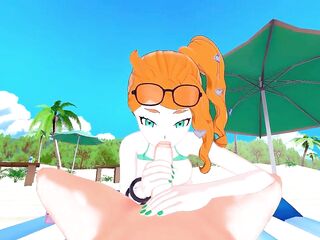 Sonia sucking rod on the beach, swallows cum.
