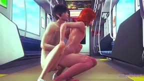Redhead Black Widow Gets Fucked On Train For Public Creampie Orgasm