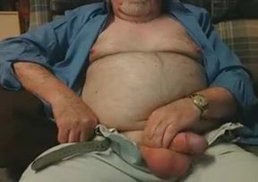 Hairy Grandpa Bear Fondling His Cock