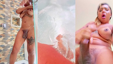 ISA OLIVEIRA - Masturbando seu pau grande na banheira do motel