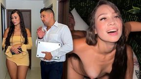 My Husband Offers My Wet Pussy in Exchange for Convincing the Real Estate Agent and Keeping the House! He Fucks Me Very Hard!