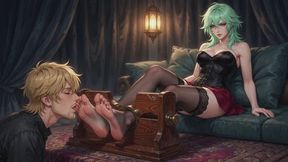Foot Worship Stories #9: Mint Green Mistress and the Stocks of Surrender