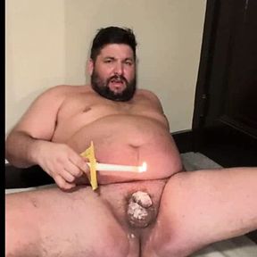 Hot Wax Dripping all over my cock and balls OH what pain