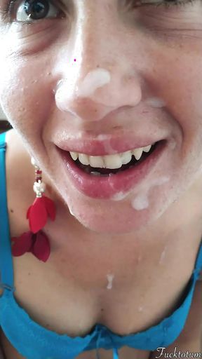 Cock hungry slut takes two huge cumshots in her mouth and nearly drowns from a HUGE COCK