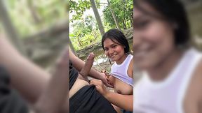 She giving me head in the middle of the woods. Sucking it real good