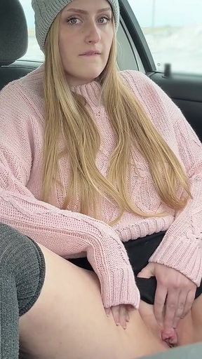 Risky Public Masturbation Fingering Myself in Busy Parking Lot