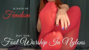 12 Days of Femdom Day 10: Foot Worship In Nylons