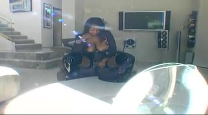 Thick ebony is getting hammered by a big black cock