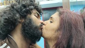 Neck Kiss with Lip Lock in Nighty
