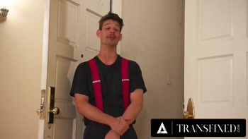 TRANSFIXED - Fireman Helps With Fire Alarm By Ejaculating In This Hot Trans Mouth