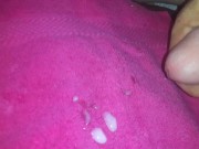 Cumming on the cleaning ladies pink rag .