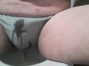 sit down for a  piss and forgot to pull down my briefs!