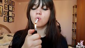 Big bare lips smoking