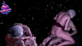 Horny Japanese woman gets a hard cock pounding from her muscular tattooed guy