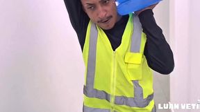 I went to drop off water at the dude's crib. He cut me some slack, so I bent him over and munched his asshole
