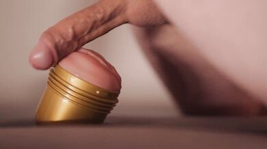 Swedish uncut giant fucks his own fleshlight raw and messy