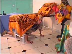 Stunning black girl in white stockings ass fucked by a french