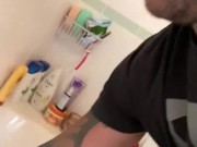 Straight hunk Andy Lee pissing into wine glass