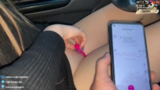 Cumming Hard in Public Drive thru with Lush Remote Controlled Vibrators(Lovense)