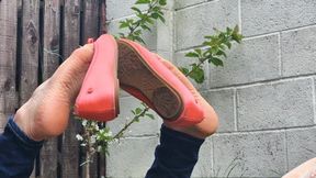 Coral Ballet Flats Dangle