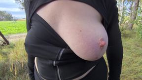 Big tits clap outdoor