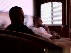 Wanking guy gets his cock worked with tongue