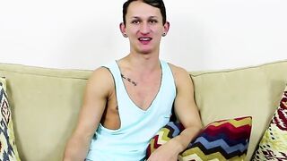 Handsome fit twink Jessie Douglas gets a little blowjob help