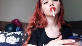 Big red lips and smoking *