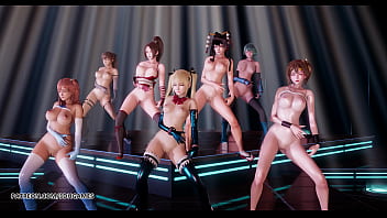 [MMD] PSY - GENTLEMAN DOA Naked Dance Marie Rose Honoka Misaki Mai Shiranui Tamaki Katsumi Nyotengu