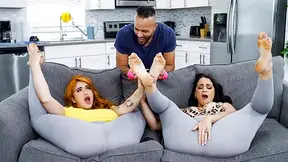 Stepdad loses control when wife catches him with slutty stepdaughter and joins the fun