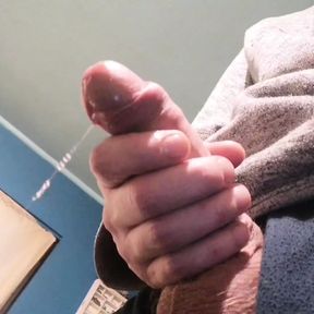 Dripping moaning and squirting precum with a semi hard on