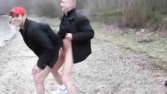 Daddy Bareback Fuck Outside on a Cold Day