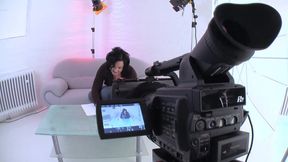 Hot and chubby big ass brunette in sexy black stockings fingers her pussy and plays with a dildo