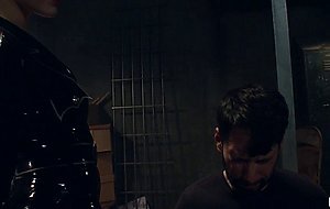 Rebel fucks brunette in strait jacket