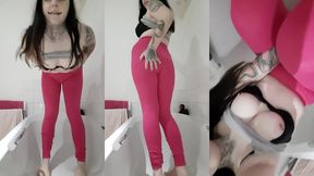 peeing through my pink leggings!