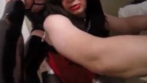 Crossdresser Trav Gives Blowjob and Gets Spanked