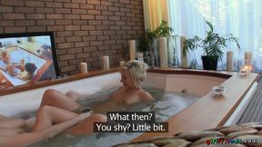 Girlfriends XXX - Hot Lesbians Finger Each Other in the Hot Tub Wet and Slippery